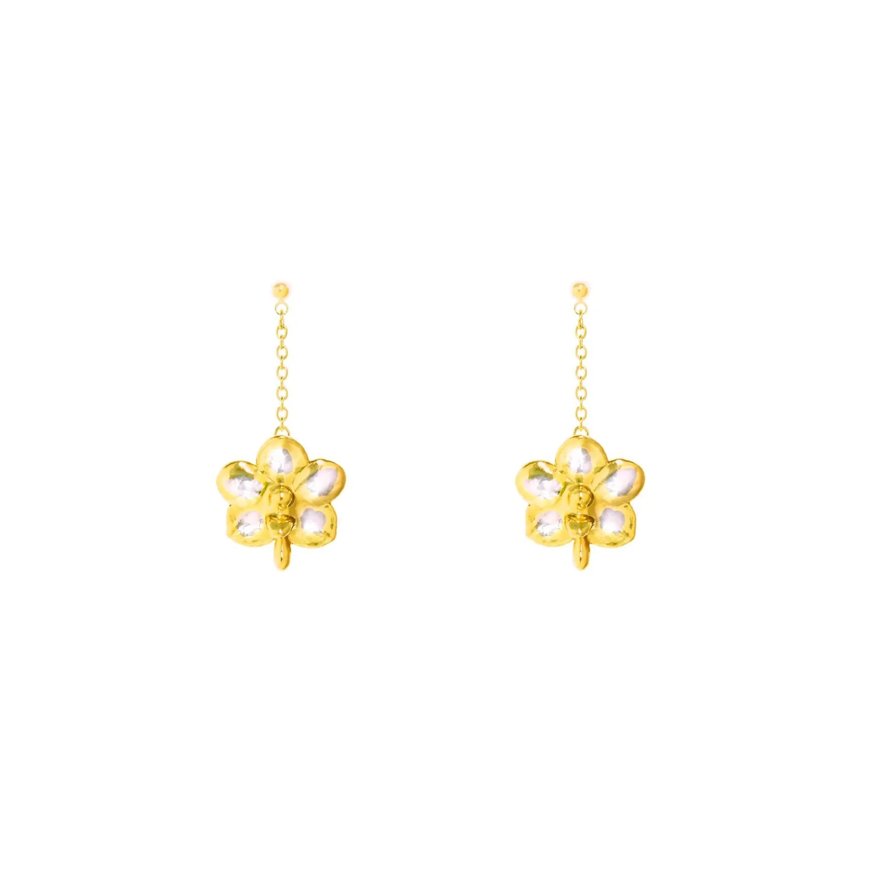 Ascocenda Sagarik Gold Orchid Dangling Earrings (PG)