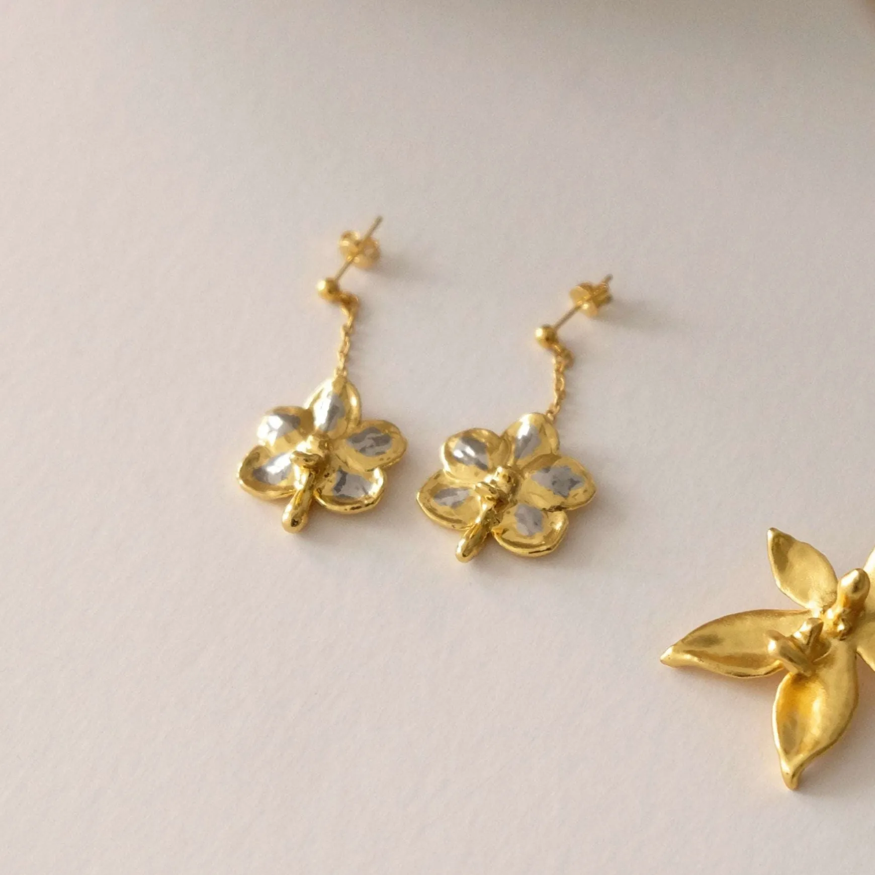 Ascocenda Sagarik Gold Orchid Dangling Earrings (PG)