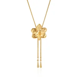 Ascocenda Sagarik Orchid Short Slider Necklace in Gold