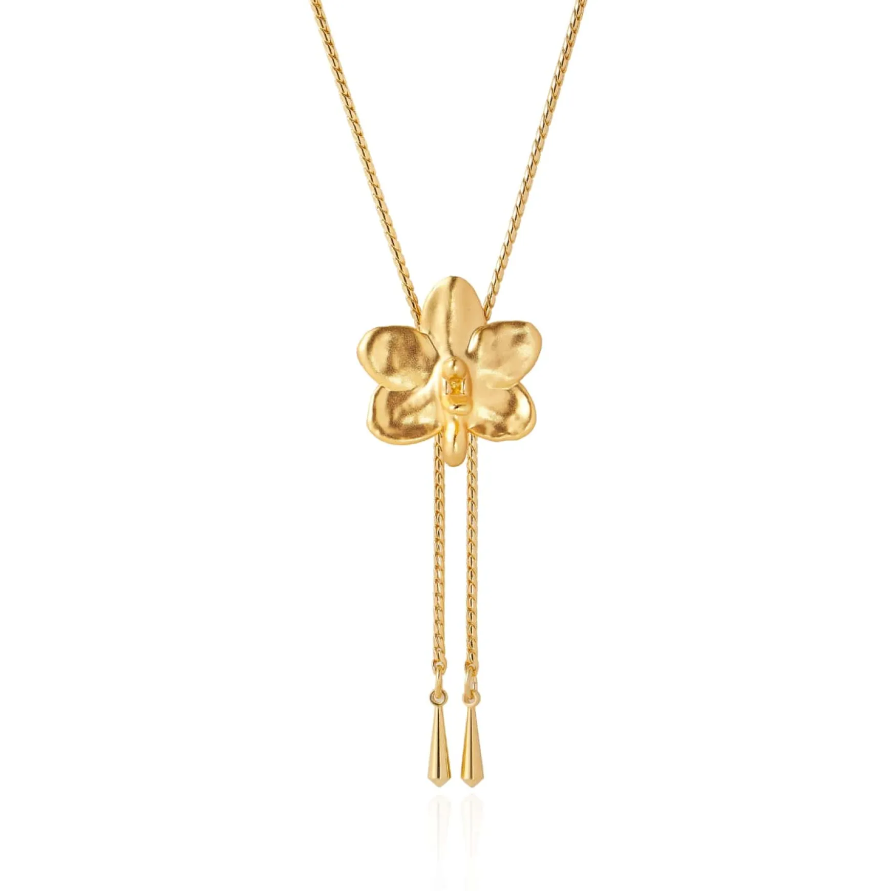 Ascocenda Sagarik Orchid Short Slider Necklace in Gold