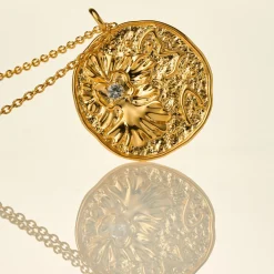Athena Pendant Necklace in Gold with White Topaz