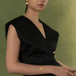 Athena Pendant Necklace in Gold with White Topaz