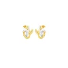 Bamboo Twist Pierced Earrings with White Sapphires