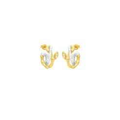 Bamboo Twist Pierced Earrings with White Sapphires