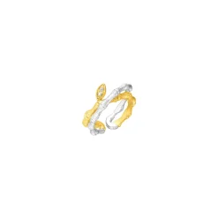 Bamboo Twist Ring with White Sapphires