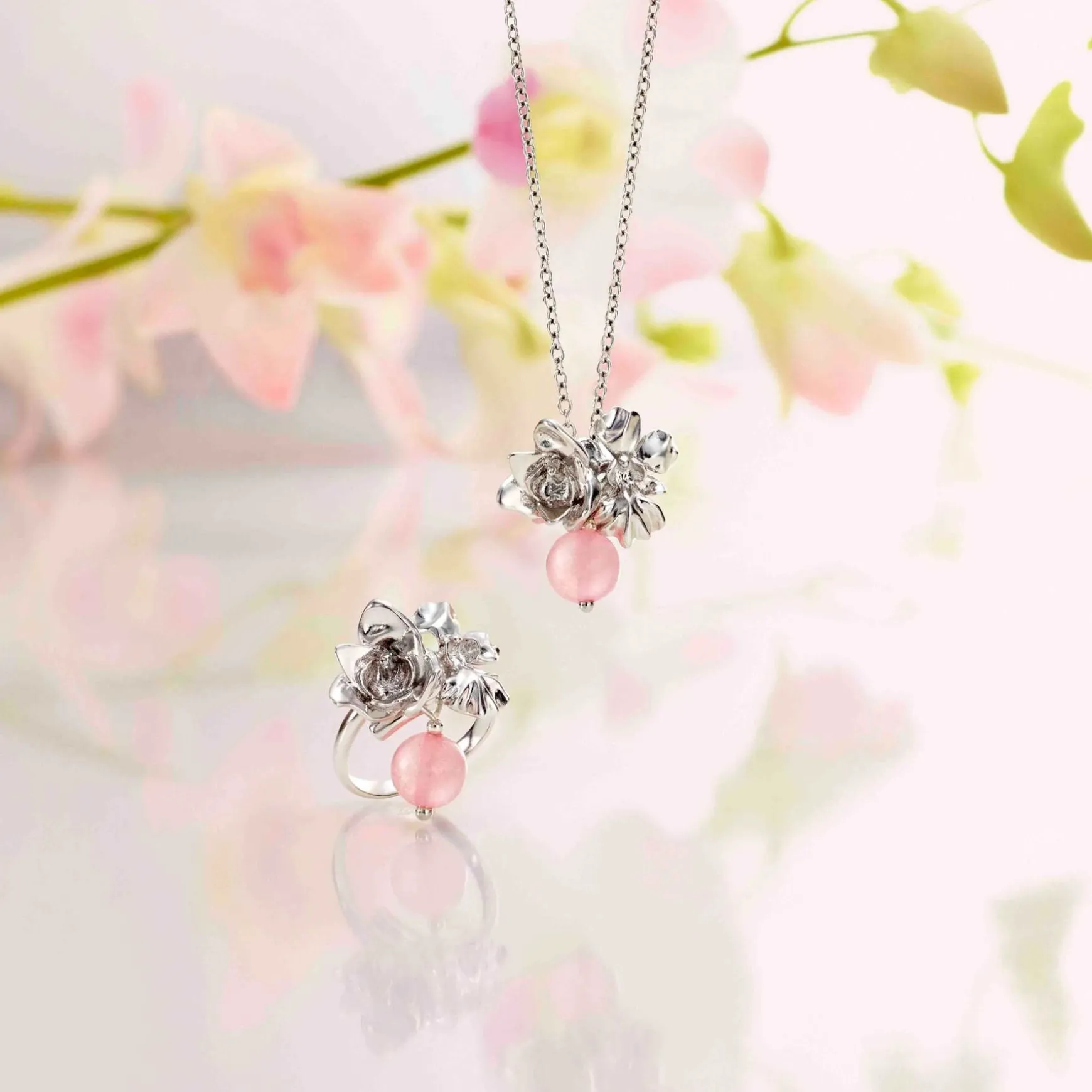 Budding Love Ring with Rose Quartz
