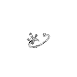 Dainty Ascocenda Orchid Ring in Rhodium with White Topaz