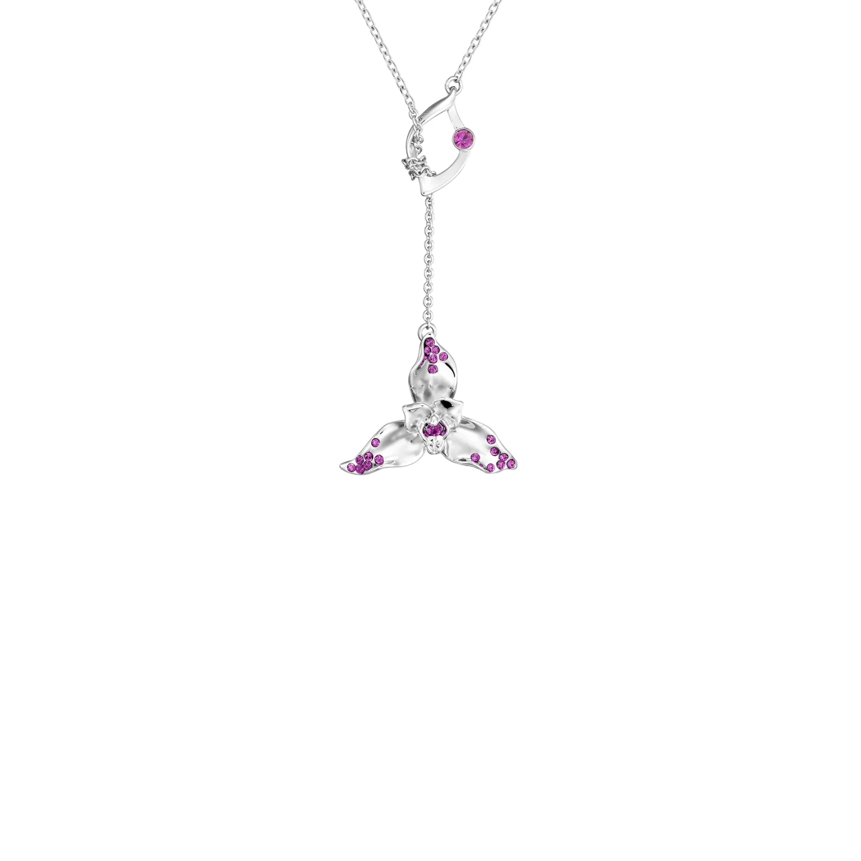 Dazzle With Orchids Necklace - Lycaste Inspired Orchid with Amethyst (Feb)
