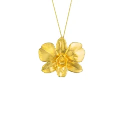 Dendrobium Eleanor Chan Orchid Necklace cum Brooch in Gold