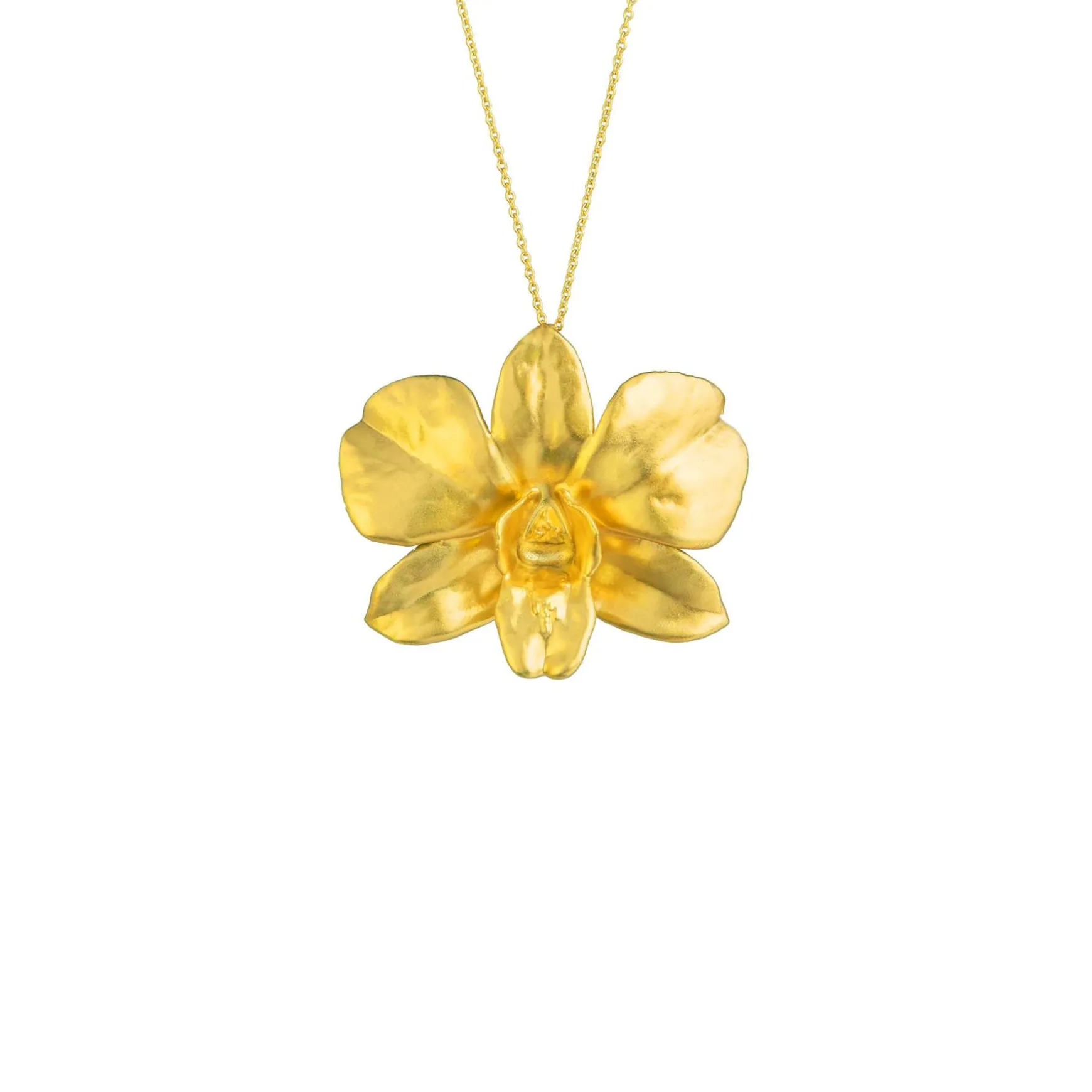 Dendrobium Eleanor Chan Orchid Necklace cum Brooch in Gold