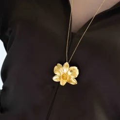 Dendrobium Eleanor Chan Orchid Necklace cum Brooch in Gold