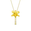 Dendrobium Li Min Eng Orchid Long Slider Necklace in Gold