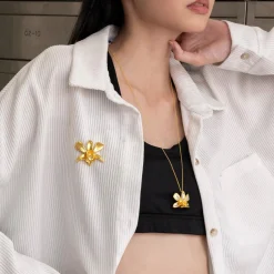 Dendrobium Li Min Eng Orchid Brooch/Pendant (G)