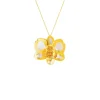 Dendrobium Merry Island Orchid Necklace cum Brooch in Gold and Palladium