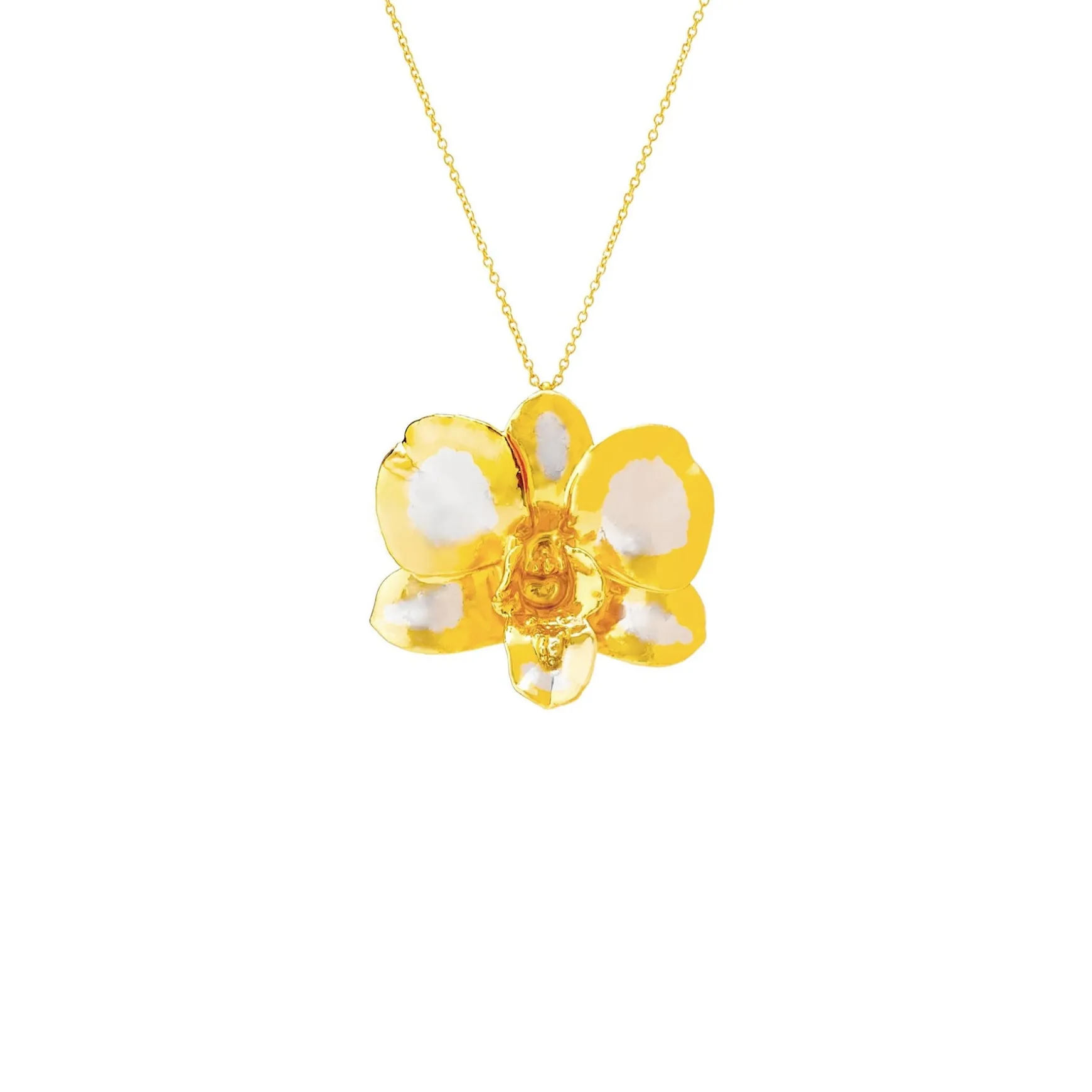 Dendrobium Merry Island Orchid Necklace cum Brooch in Gold and Palladium