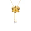 Dendrobium Merry Island Orchid Long Slider Necklace in Gold