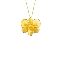 Dendrobium Merry Island Orchid Necklace cum Brooch in Gold