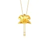 Dendrobium Tay Swee Keng Orchid Long Slider Necklace in Gold