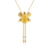 Dendrobium Thong Chai Orchid Long Slider Necklace in Gold