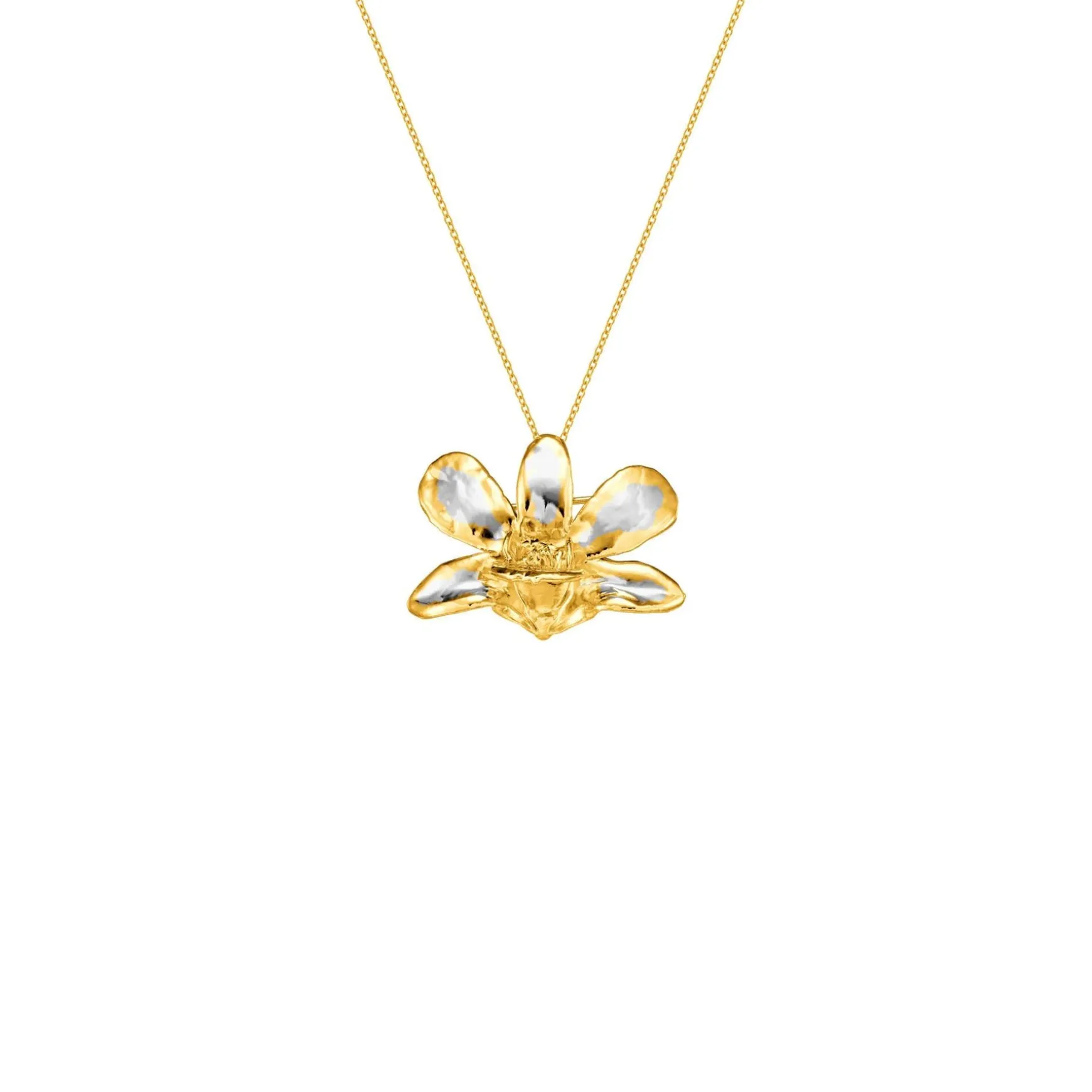 Dendrobium Thong Chai Orchid Necklace cum Brooch in Palladium