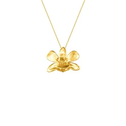 Dendrobium Thong Chai Orchid Necklace cum Brooch in Gold