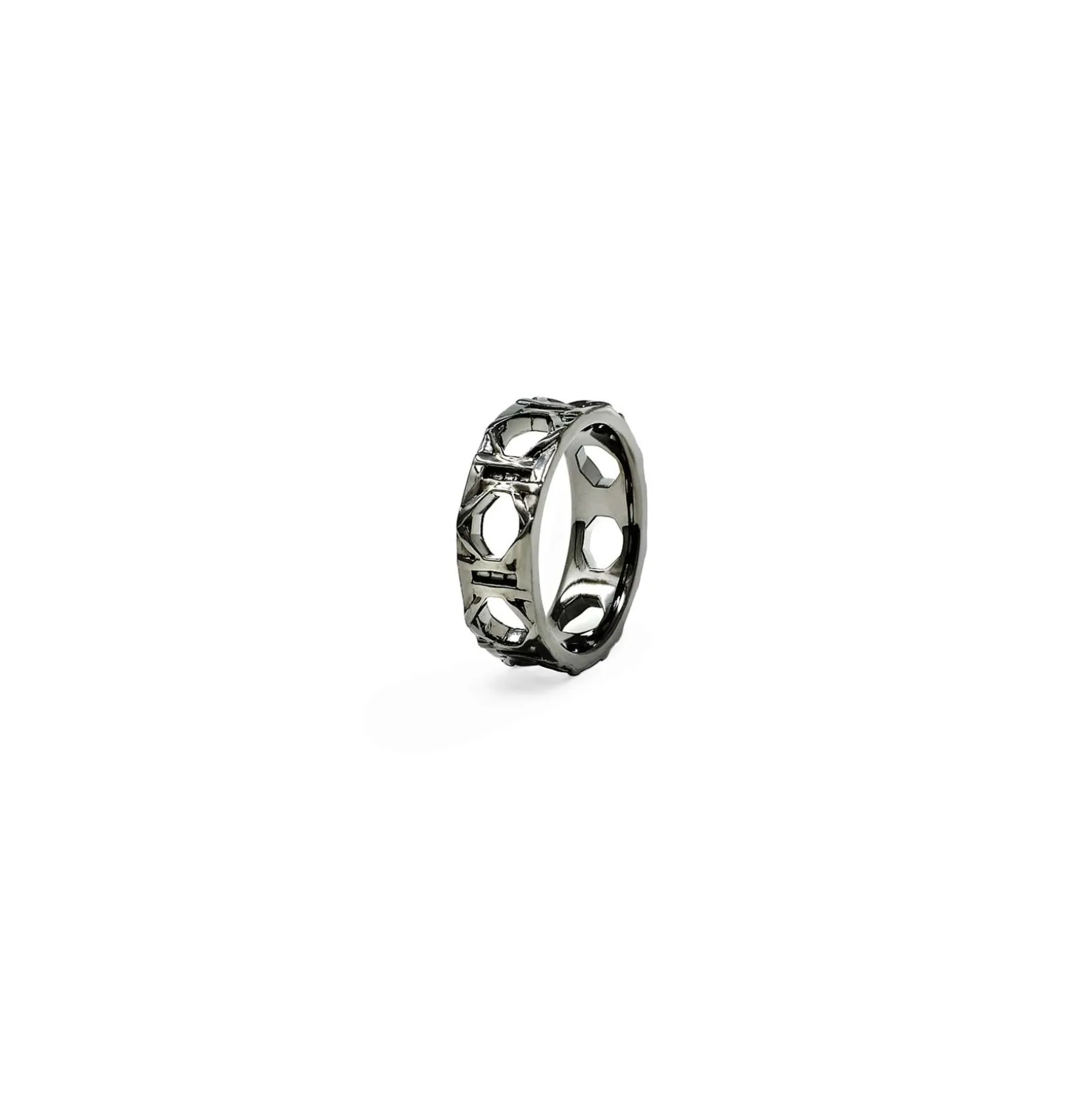 Entwined Rattan Ring in Black Rhodium