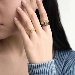 Entwined Rattan Ring in Black Rhodium