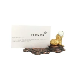 Fortune Toad w Crystal on Lotus Leaf Name Card Holder