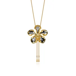Kagawara Firebird Orchid Long Slider Necklace in Gold & Palladium