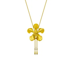 Kagawara Firebird Orchid Long Slider Necklace in Gold