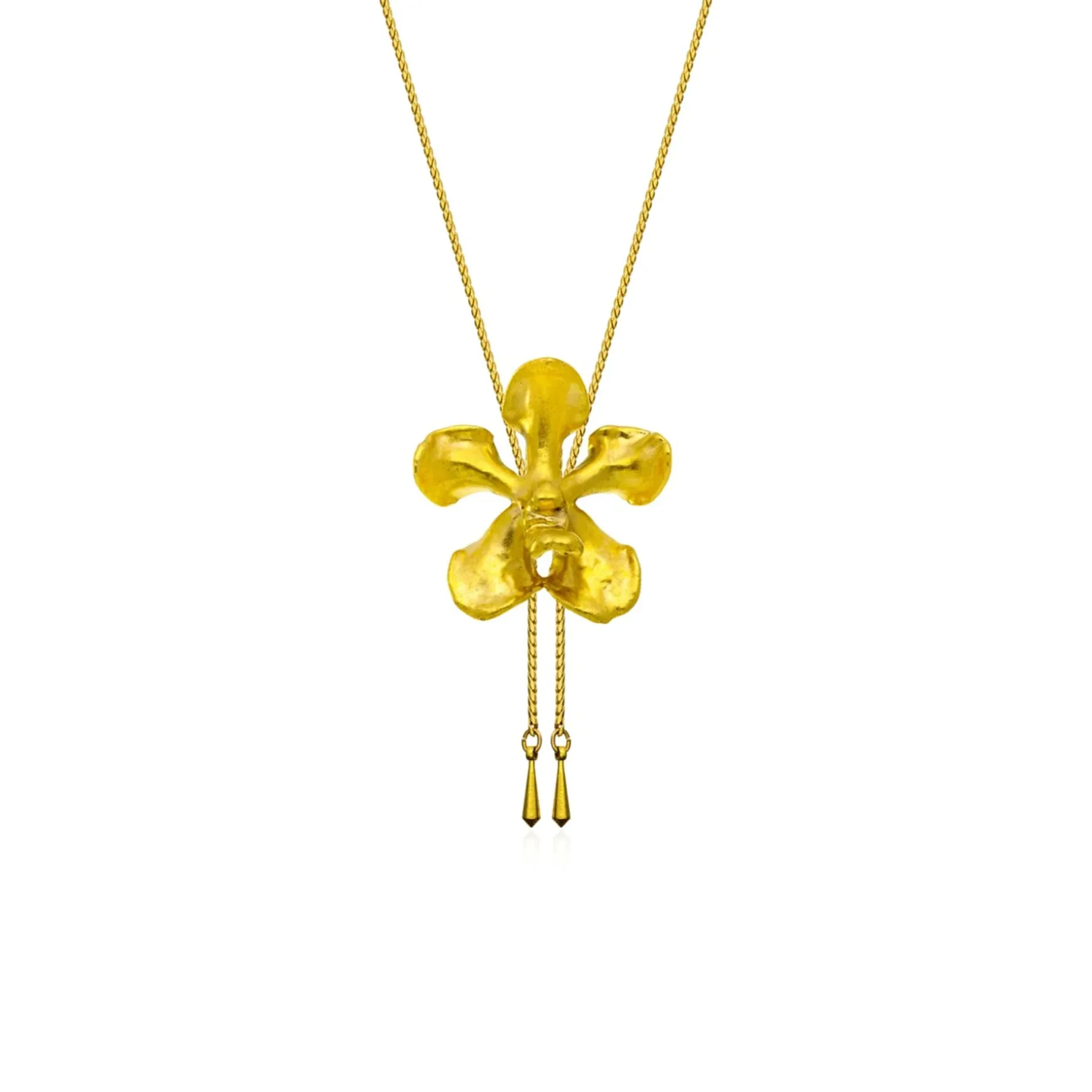 Kagawara Firebird Orchid Long Slider Necklace in Gold