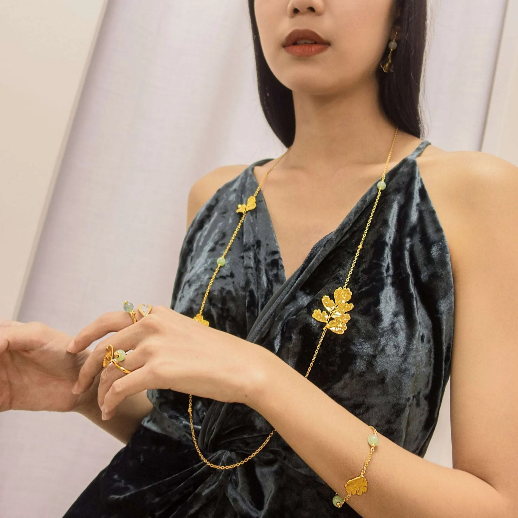 Maiden Jade Long Necklace in 24K Yellow Gold – RISIS
