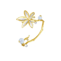 Morning Glory Leaf Bangle with Aquamarine and Topaz