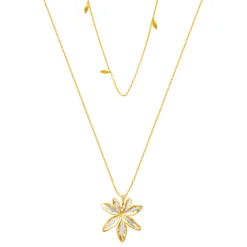 Morning Glory Leaf Necklace with Aquamarine and Topaz
