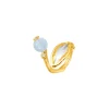 Morning Glory Leaf Ring with Aquamarine and Topaz