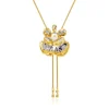 Oncidium Coco Drop II Pearl Long Slider Necklace in Gold & Palladium