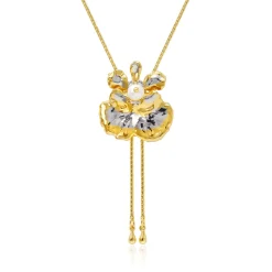 Oncidium Coco Drop II Pearl Long Slider Necklace in Gold & Palladium