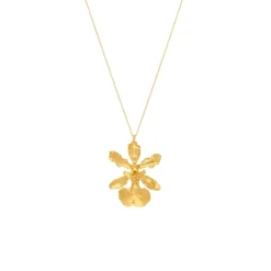 Oncidium Haematochilum Orchid Necklace cum Brooch in Gold