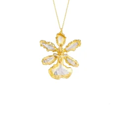 Oncidium Haematochilum Orchid Necklace cum Brooch in Gold & Palladium