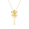 Oncidium Haematochilum Orchid Long Slider Necklace in Gold