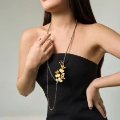 Oncidium Symphony Necklace with Pearls
