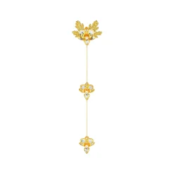 Orchid Kerongsang with Citronella Leaves in Gold, Palladium and Pearls