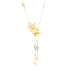 Orchid Meadows Necklace with Jade and Pearl
