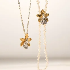 Orchid Paperclip Necklace in Gold and Palladium