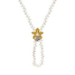 Orchid Pearl Necklace cum Brooch in Gold and Palladium