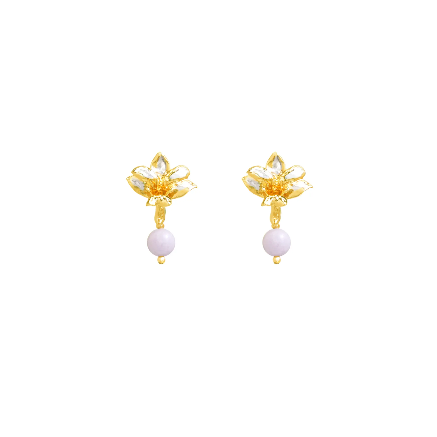 Pelatanthera Insectifera Earring with Burmese Lavender Jade (PG)