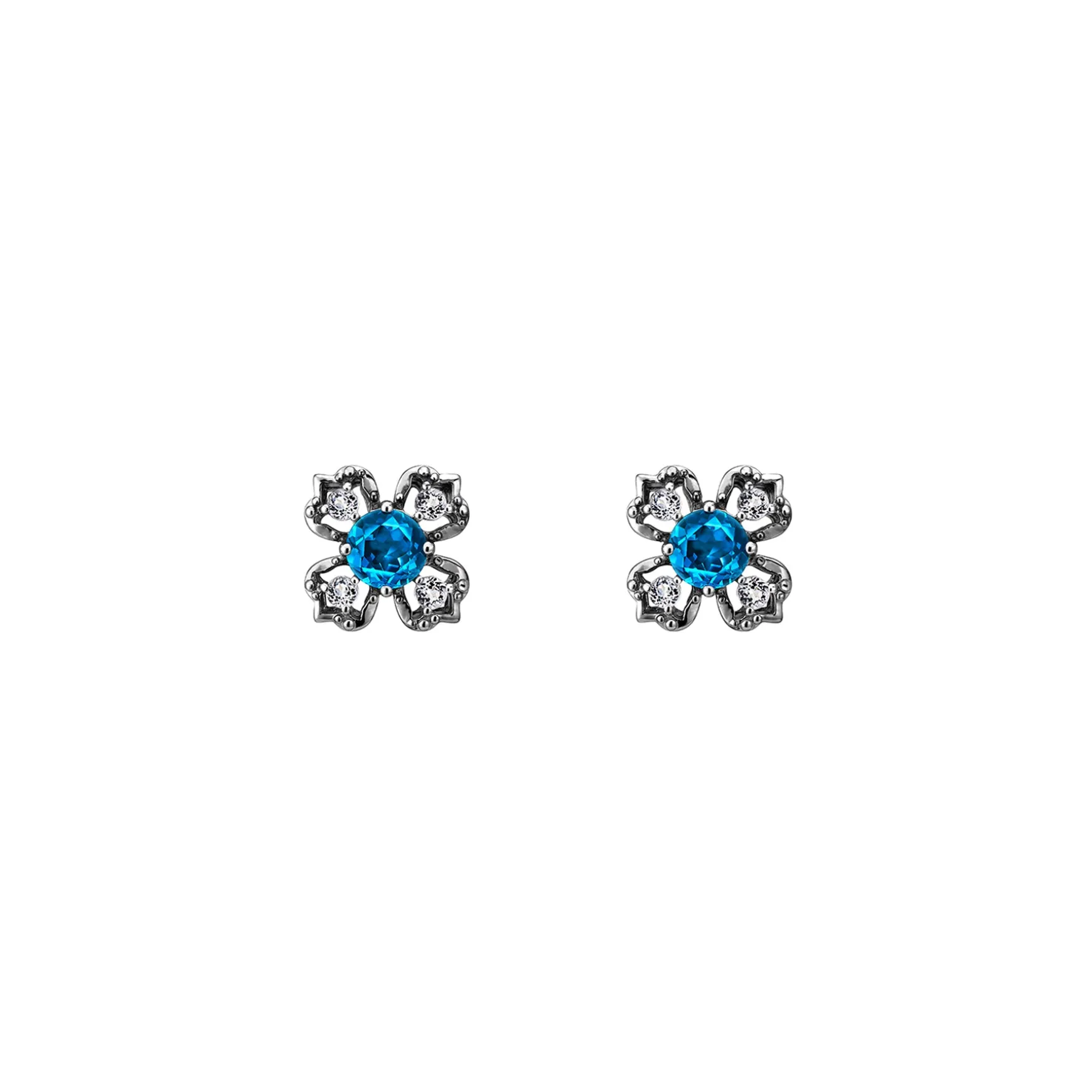 Peranakan Kebaya Earrings (BRH) with London Blue Topaz