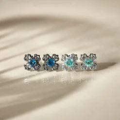 Peranakan Kebaya Earrings (BRH) with London Blue Topaz
