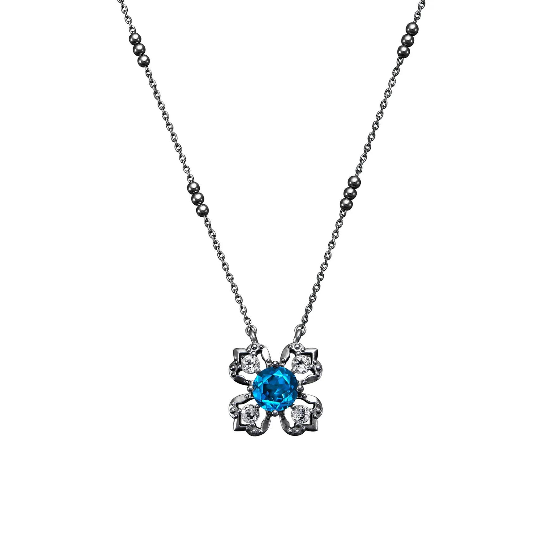 Peranakan Kebaya Necklace (BRH) with London Blue Topaz