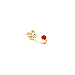 Peranakan Moments Lace Ring with Red Garnet and White Topaz